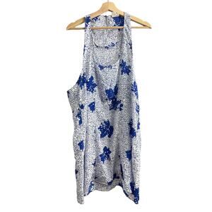 Urban Renewal SMALL Blue White Floral Mini Dress Shift  Sleeveless Sheer UO